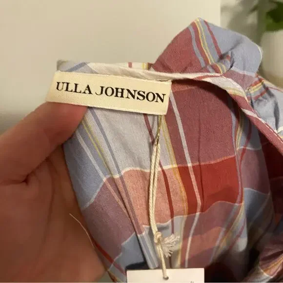NWT Ulla Johnson Red Blue Plaid Mini Dress 2 - Picture 12 of 13